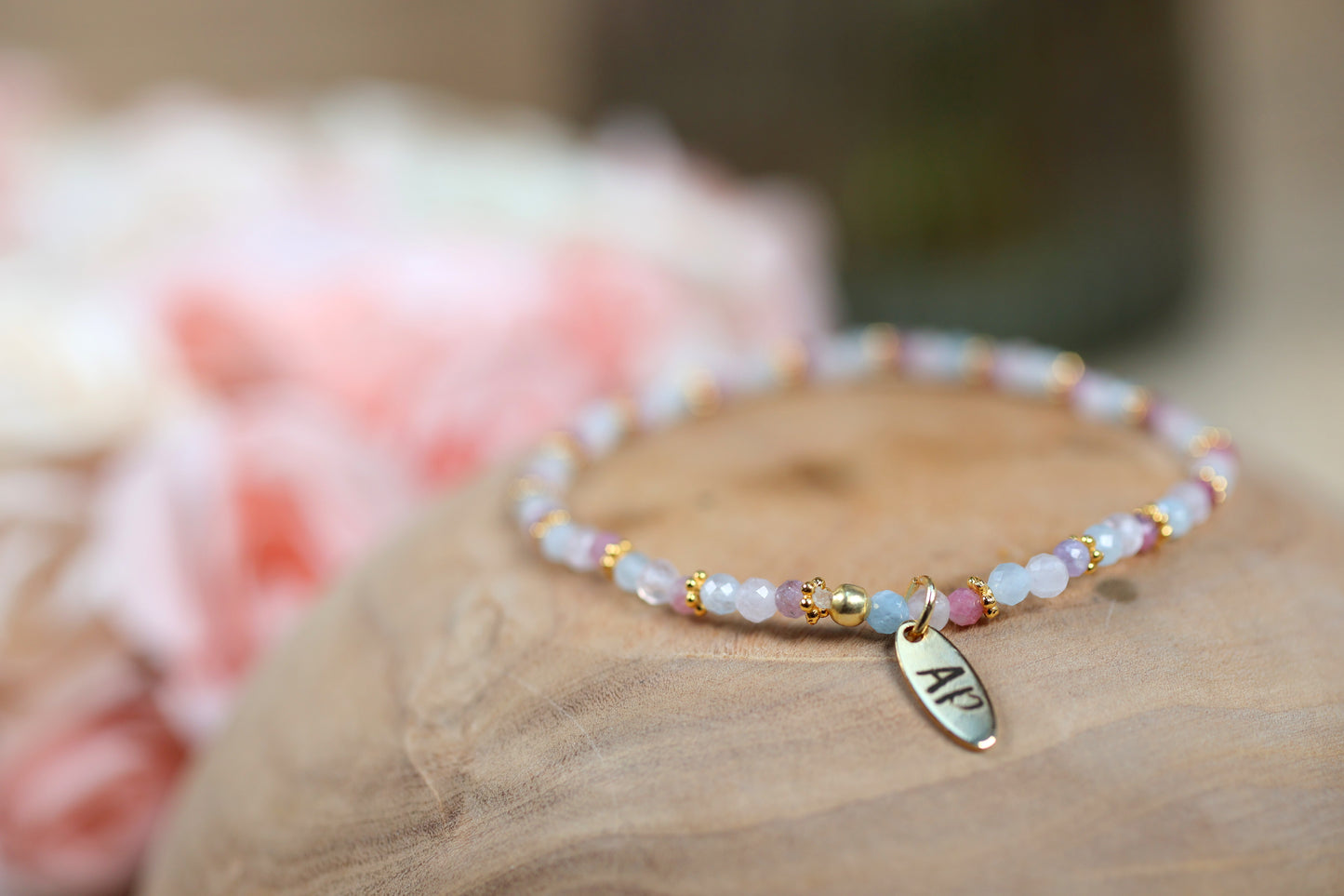 Rosenquarz/Aquamarin/ Turmalin Armband (Gelassenheit)