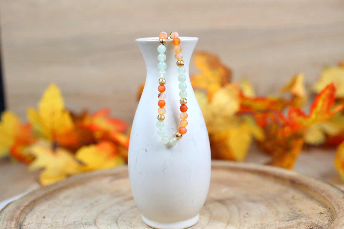 Karneol/ Serpentin Kette ( Sternzeichen Widder)