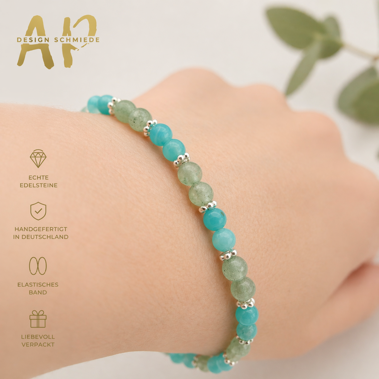Armband aus Aventurin& Amazonit