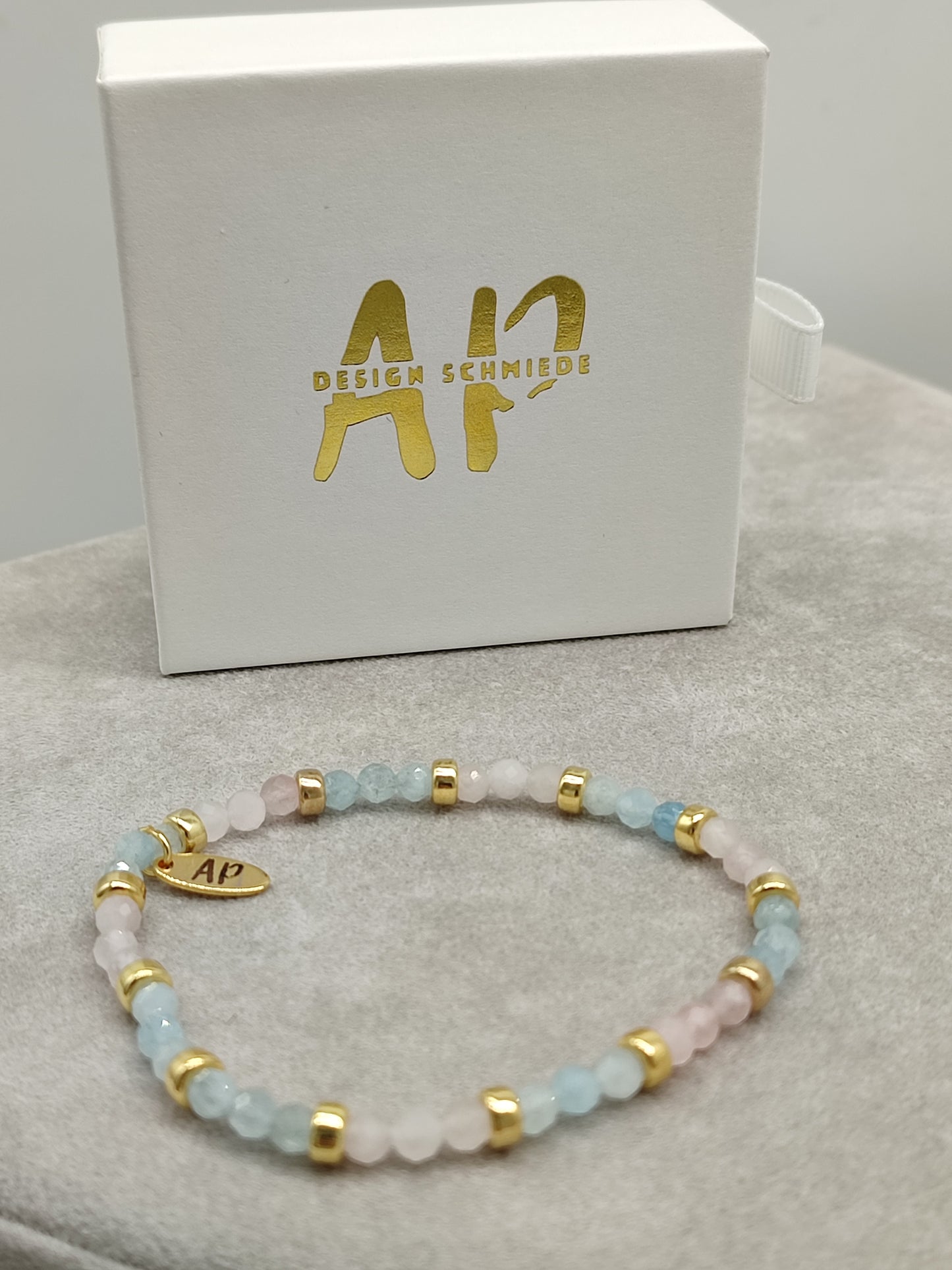 Rosenquarz / Aquamarin Armband