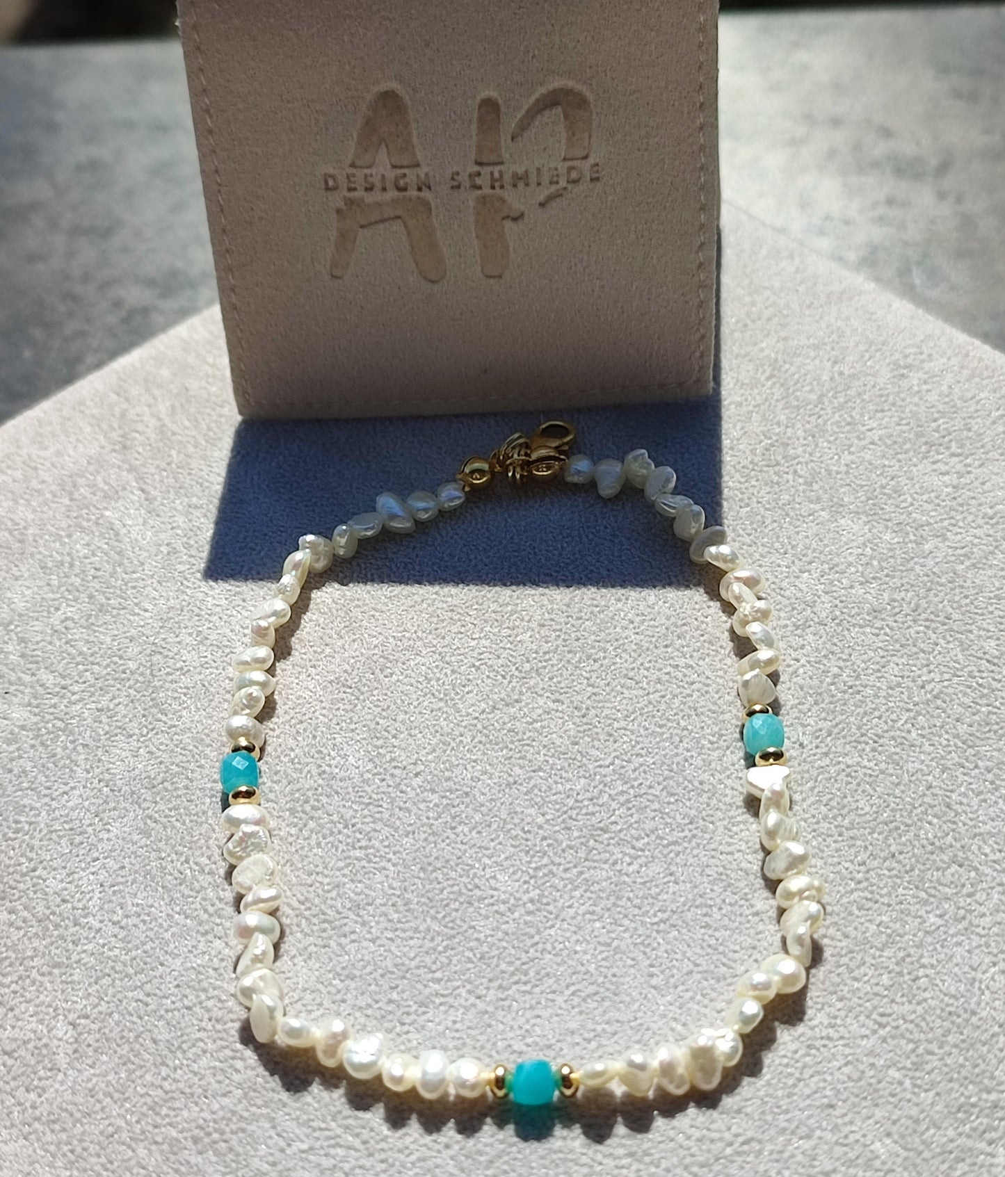 Perle/ Amazonit Fußkettchen