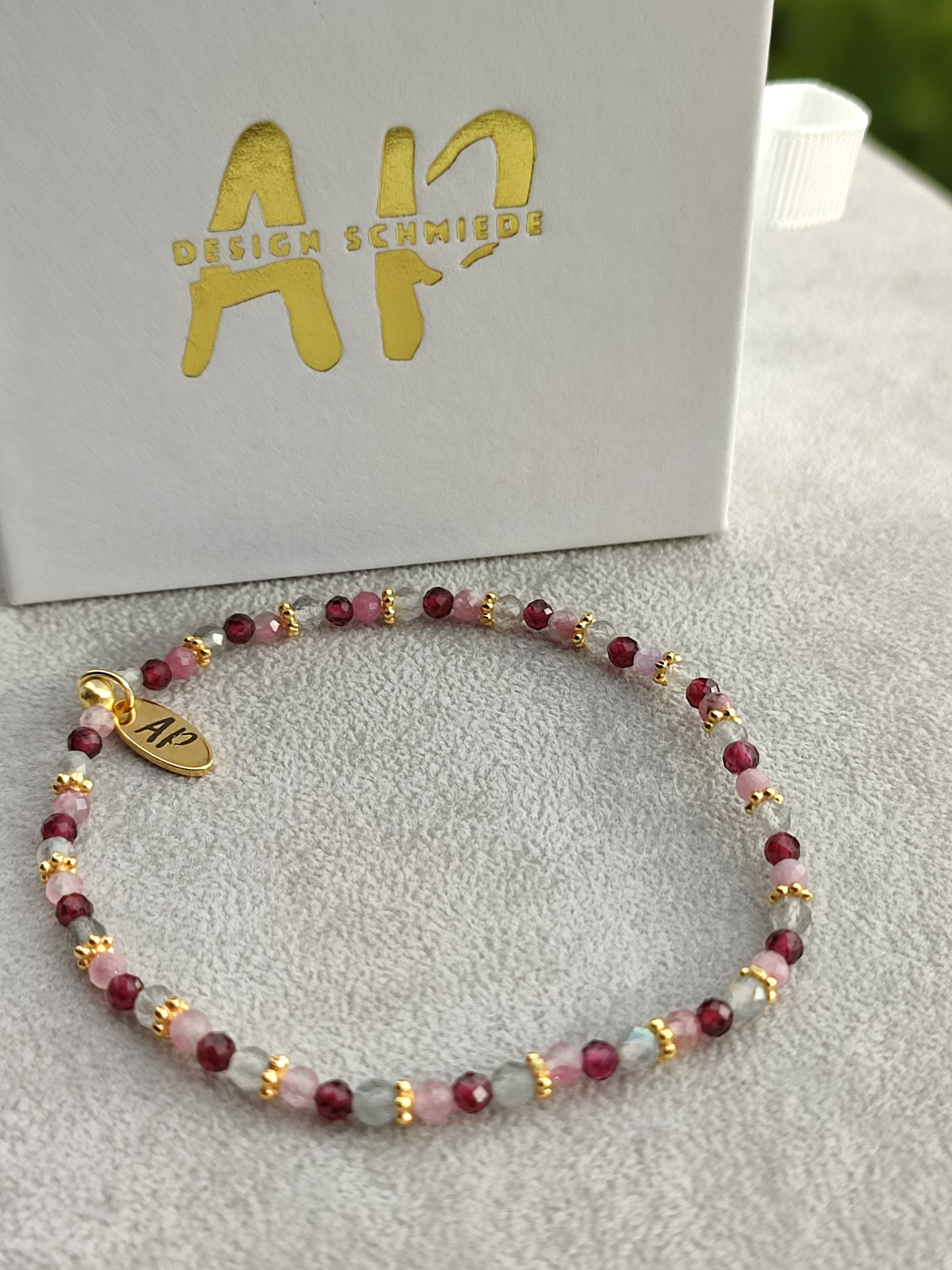 Mondstein/ Granat/ Turmalin Armband (Kraft)