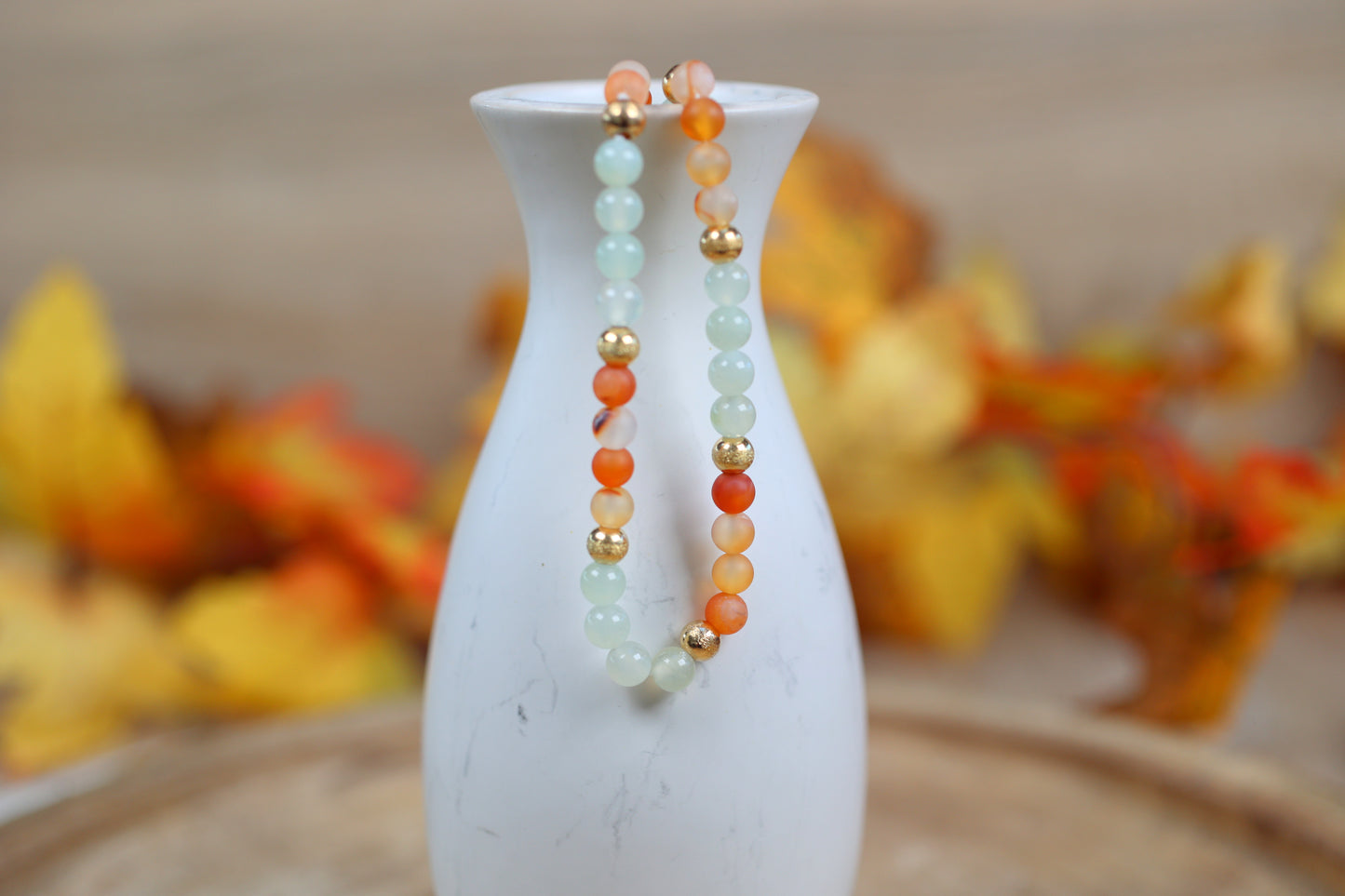 Karneol/ Serpentin Kette ( Sternzeichen Widder)