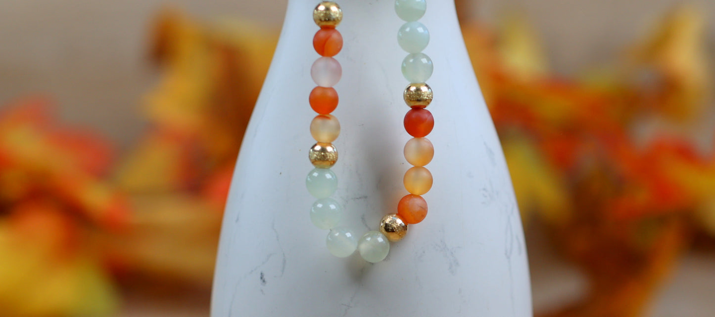 Karneol/ Serpentin Kette ( Sternzeichen Widder)