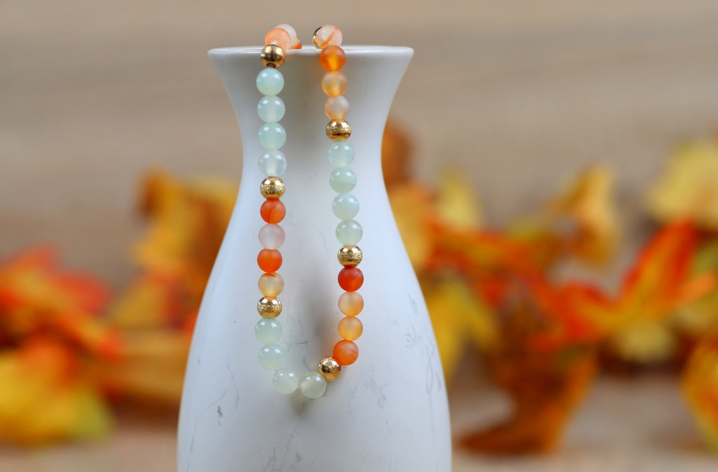 Karneol/ Serpentin Kette ( Sternzeichen Widder)