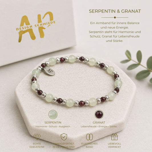 Serpentin& Granat Armband ( Skorpion)