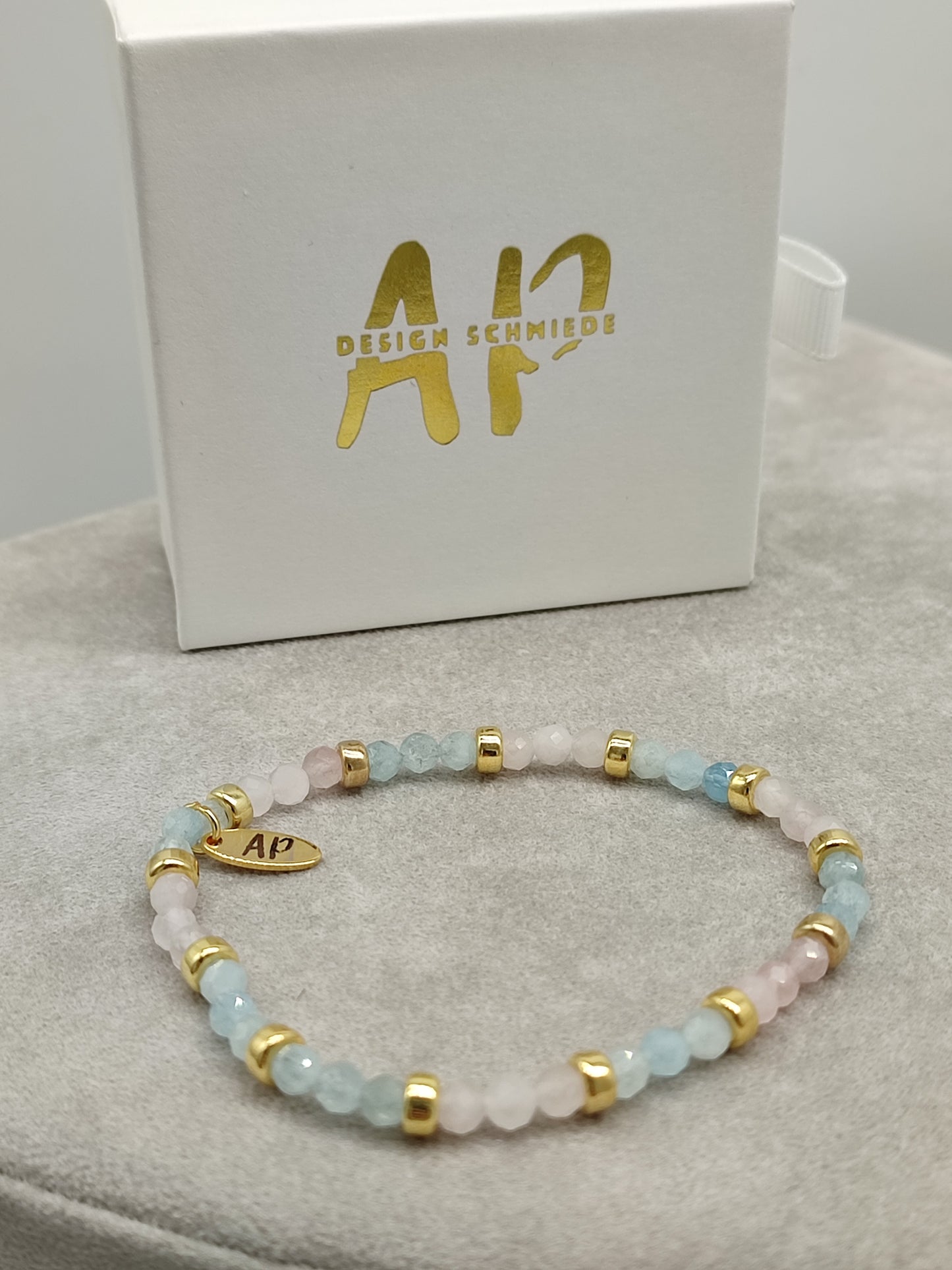Rosenquarz / Aquamarin Armband