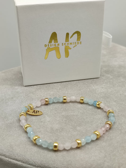 Rosenquarz / Aquamarin Armband