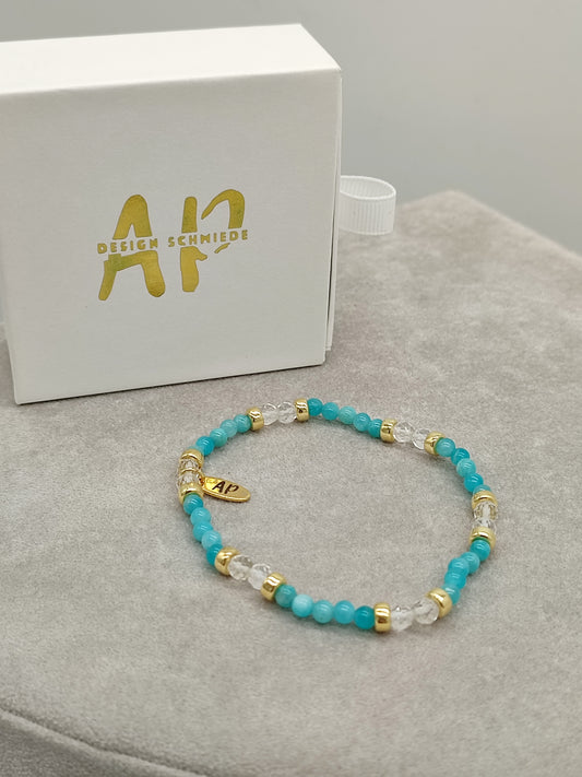 Amazonit / Bergkristall Armband