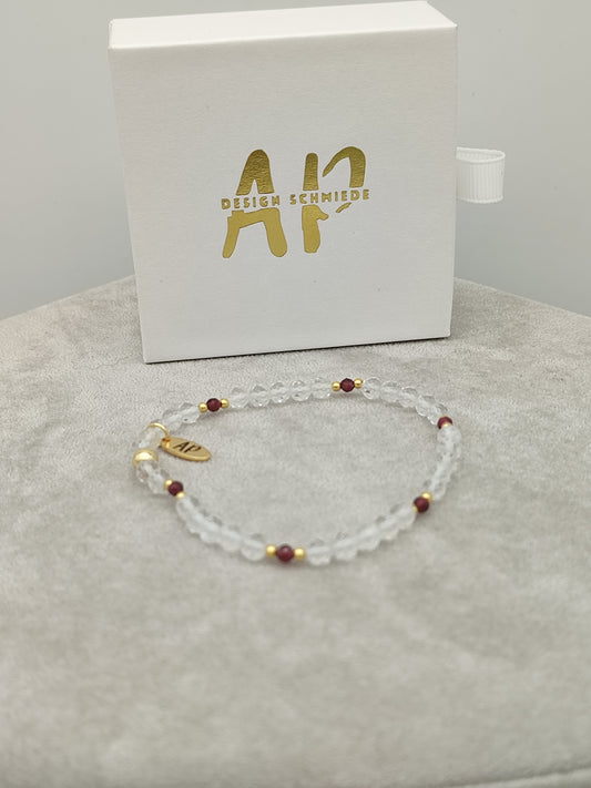 Bergkristall / Granat Armband