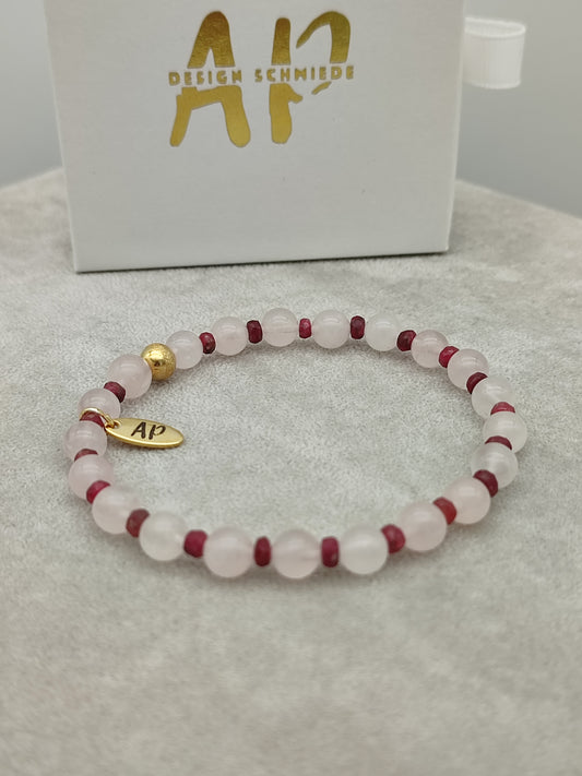 Rubin/ Rosenquarz Armband