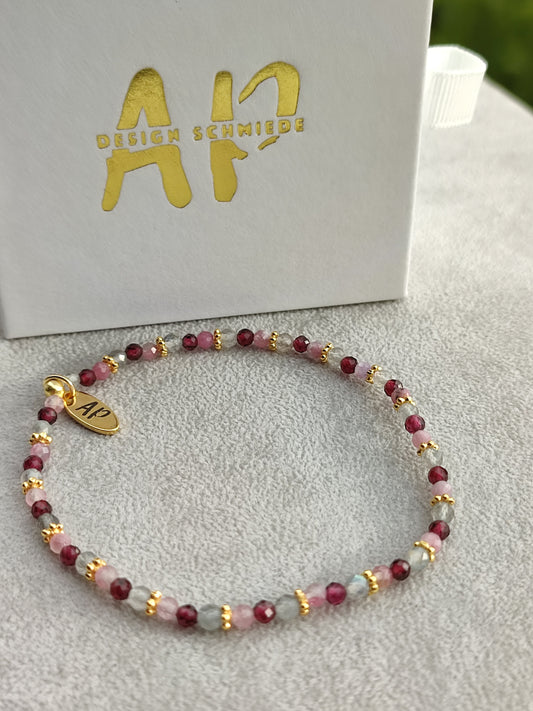 Mondstein/ Granat/ Turmalin Armband (Kraft)