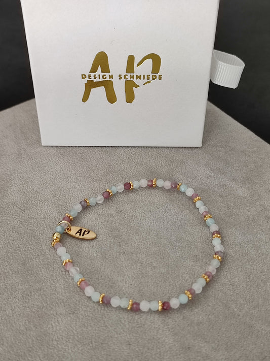 Rosenquarz/Aquamarin/ Turmalin Armband (Gelassenheit)