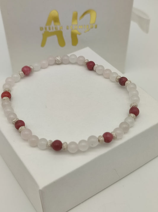 Rosenquarz & Rhodonit Armband Sternzeichen Stier